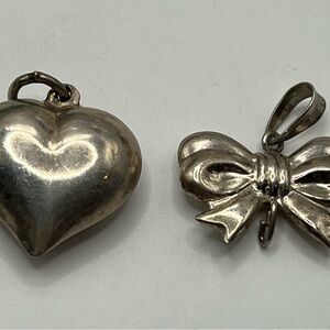 Sterling Silver Heart and Bow Pendant